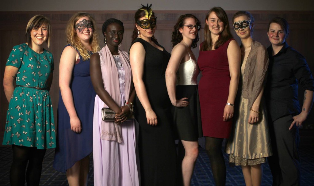 Sam (far left) with some other CUCSA executive members at las year's Masquerade ball