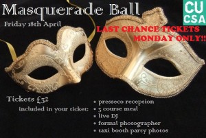 CUCSA Ball: Last Chance Ticket Sale